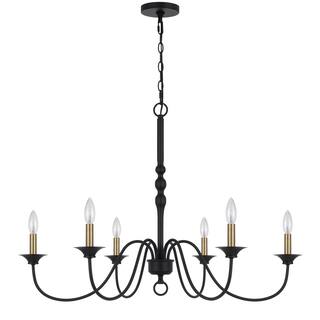 Marino 25" Height Metal Chandelier in Black/Antique Brass Finish