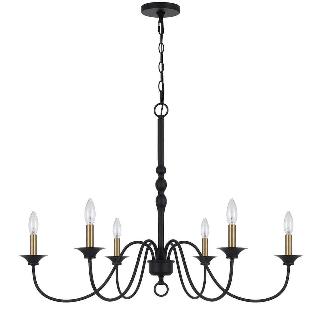 Marino 25" Height Metal Chandelier in Black/Antique Brass Finish