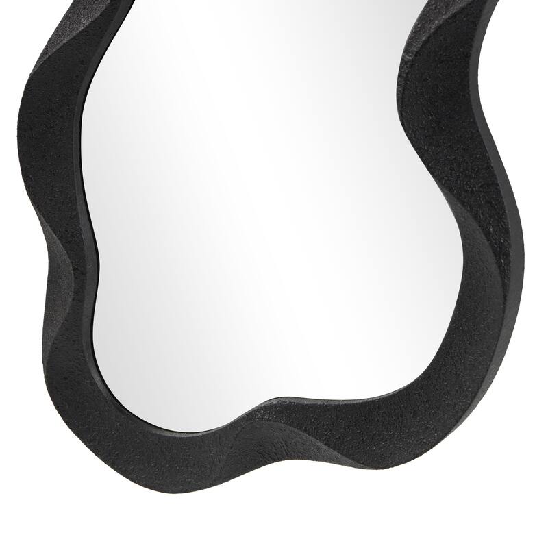 White or Black Wood Wavy Room Wall Mirror with Dimensional Frame