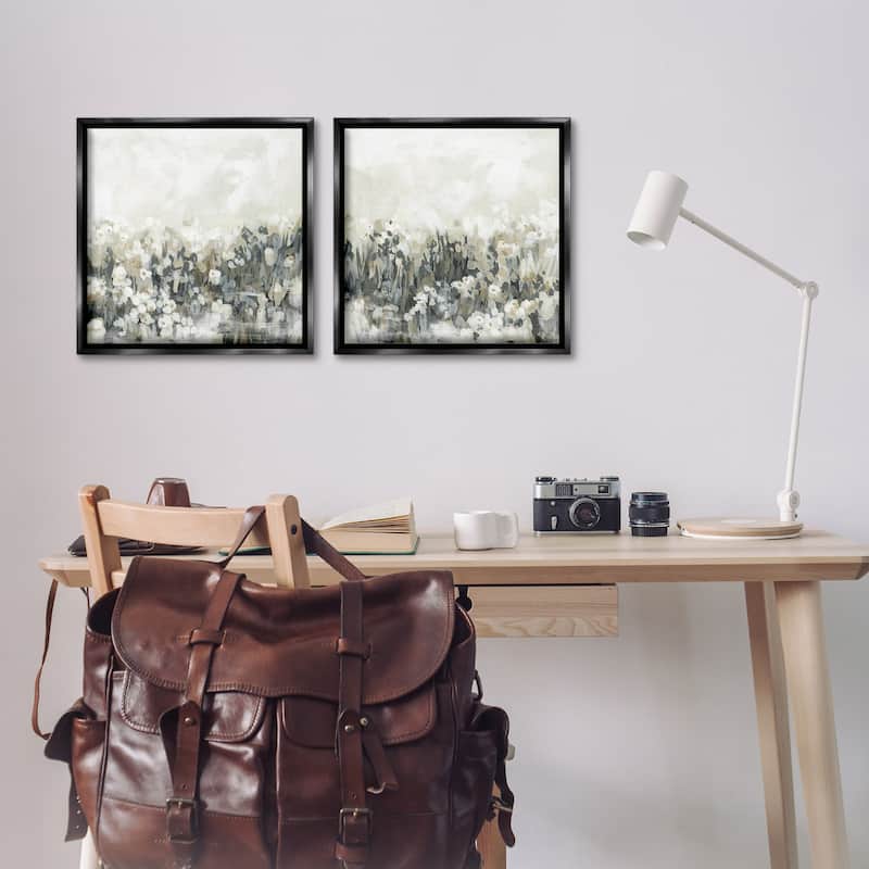 Stupell Brushed Flower Meadow Impressions Framed Floater Canvas Wall Art Design By June Erica Vess (Set of 2)