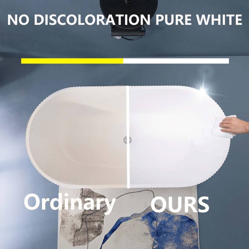 59 in. x 29.5 in. Acrylic Freestanding Flatbottom Soaking Bathtub in Gloss White