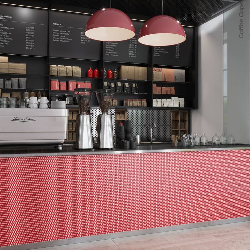 Apollo tile 12" x 12" Cirkel Glossy Red Porcelain Tile (9.87 sq ft/case) - 10 Pack