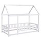preview thumbnail 33 of 71, Floor Wooden Bed with House Roof and Fence Guardrails for Kids' Bedroom