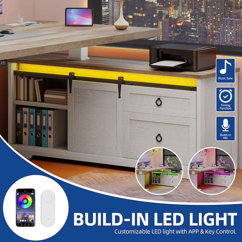 Moasis L-Shaped Electric Standing Desk with LED Lights