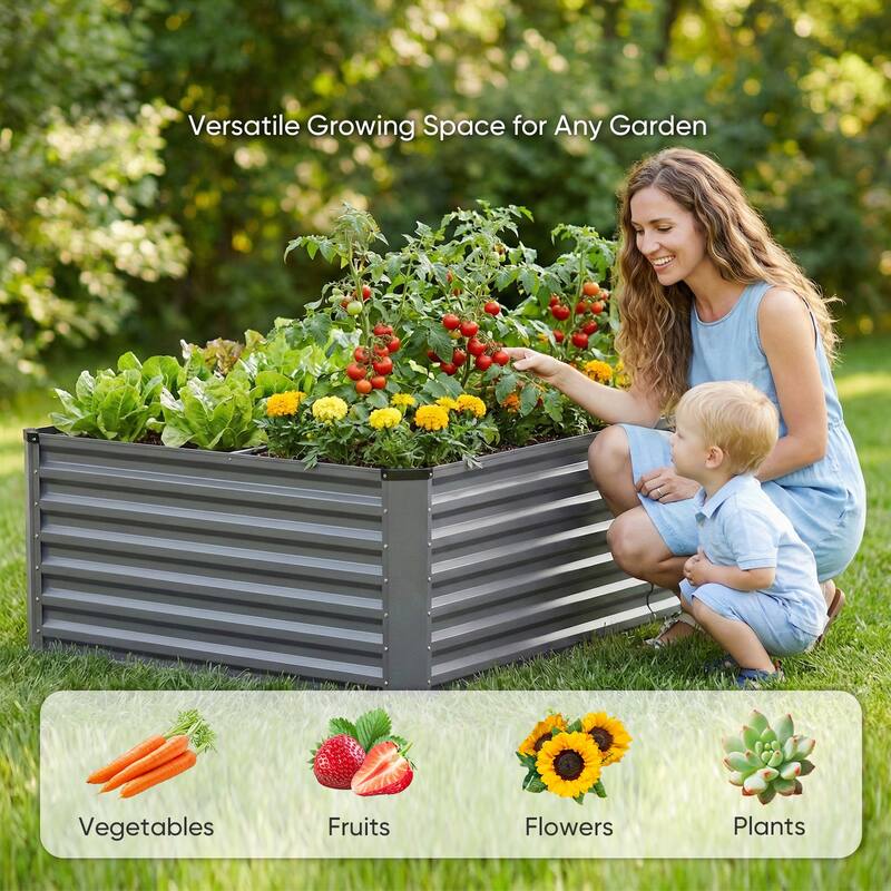 Pocassy Outdoor Planter Box Metal Patio Kit Planting Bed for Vegetables.