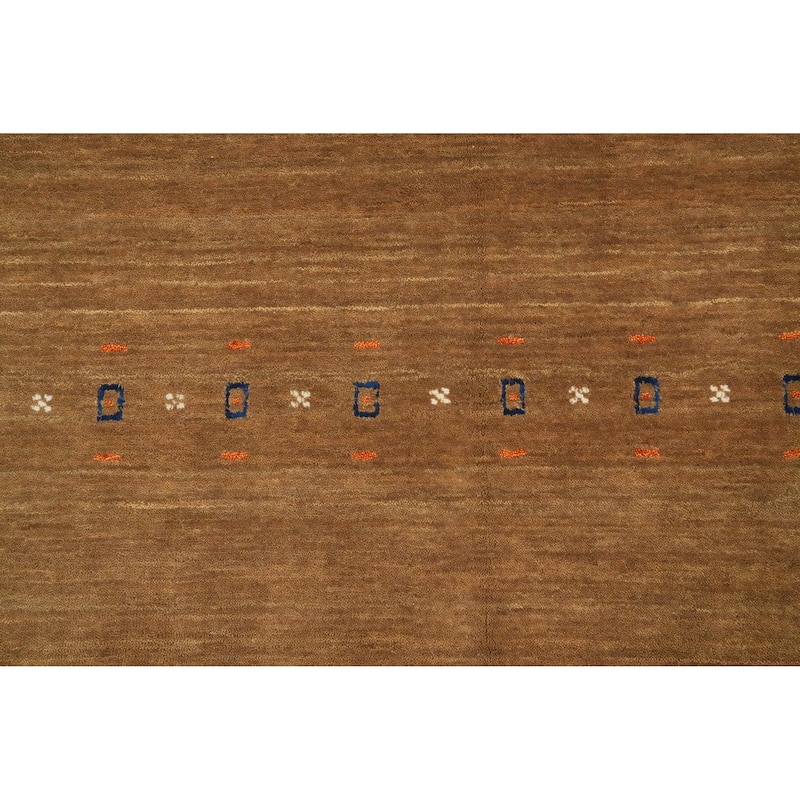 Hand Knotted Oriental 100% Wool Carpet Tribal Animal Pictorial Brown Gabbeh Area Rug - 8' 1'' X 4' 1''
