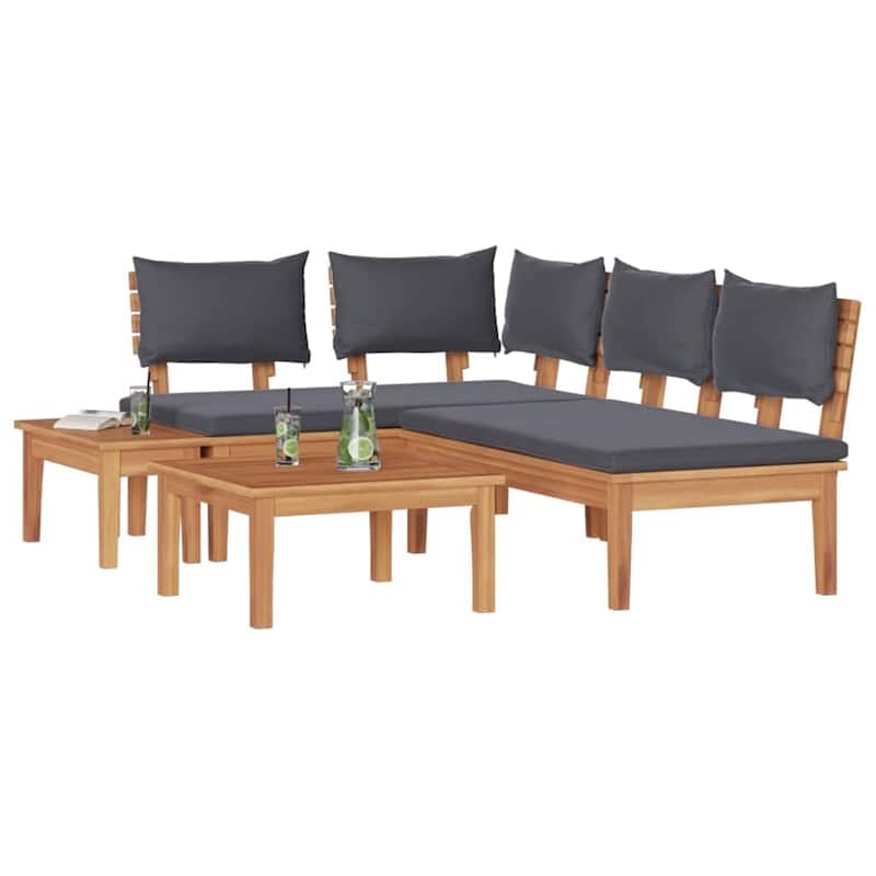 vidaXL Garden Bench Set with Cushion 3/4/5 pcs - 23.6" x 23.6" x 11.8