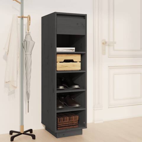 Shoe Cabinet Gray 13.4"x11.8"x41.3" Solid Wood Pine
