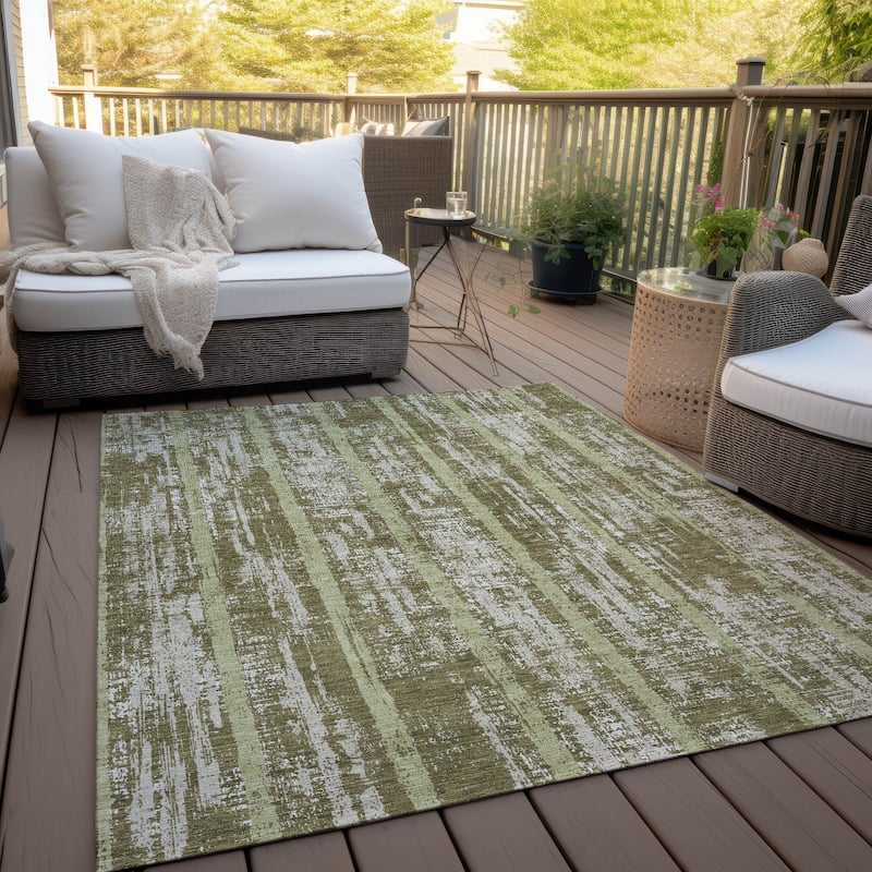 Machine Washable Indoor/ Outdoor Chantille Ombre Stripe Rug