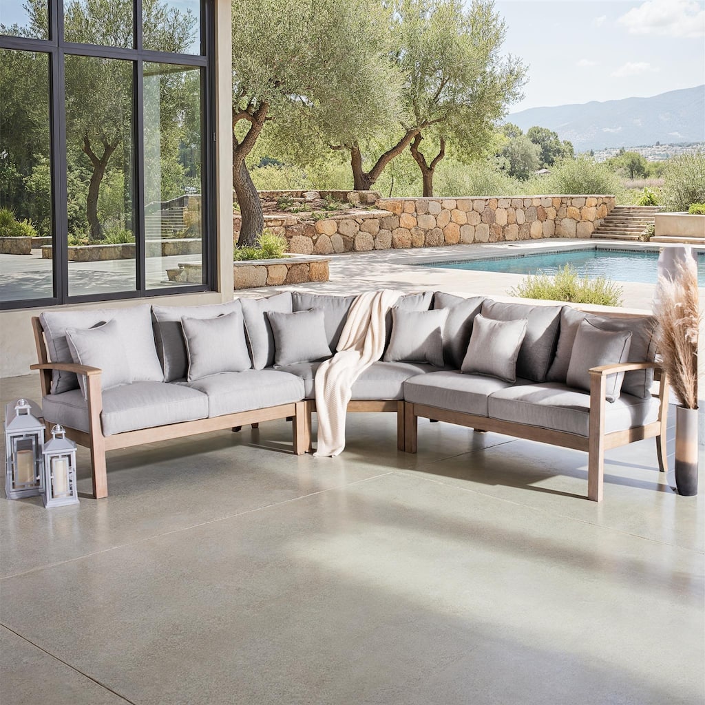 SAFAVIEH Couture Rosabecca Eucalyptus Patio Sectional Sofa - 107"W x 107"D x 35"H