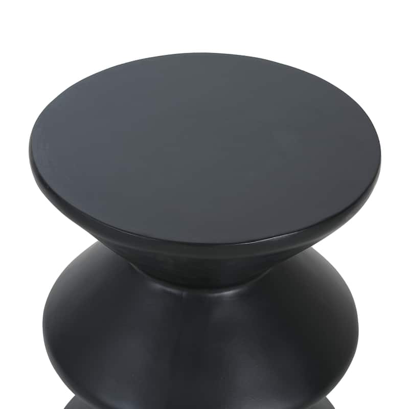 Christopher Knight Home - 13.75'' Modern 3-Layer Sculptural Wave MGO Concrete Accent Side Table, Matte Finish - Black