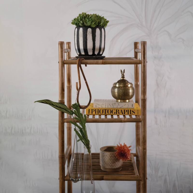 Hand-Painted Terra-cotta Planter with Saucer, Black & White, Set of 2 (Holds 6" Pot)