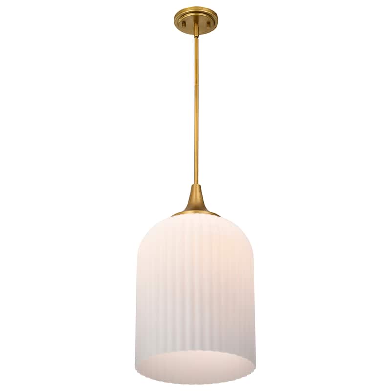 Solara Pendant Natural Brass Finish Frosted Ribbed Glass - Natural Brass