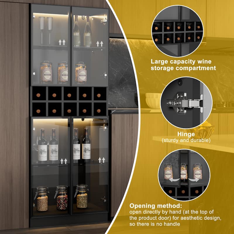 Bar Cabinet Wine Cabinet Rack Display Shelves with LED Lights