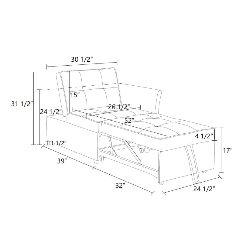 Convertible Sofa Bed Sleeper Sofa Chair Folding Ottoman Recliner Loveseat for Living Room