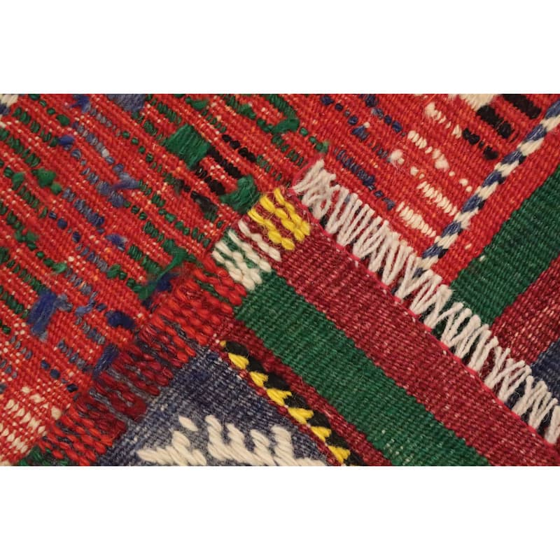Hand Woven Oriental 100% Wool Carpet Southwestern Tribal Multi-Colored Kilim Area Rug - 8' 10'' X 5' 10''