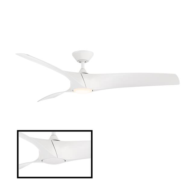 Zephyr Indoor and Outdoor 3-Blade Smart Ceiling Fan 52in with 3000K LED Light Kit and Remote Control with Wall Cradle - Matte White