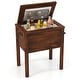 preview thumbnail 1 of 8, Gymax Wooden Cooler for Patio 54 Quart Beverage Cooler w/ Handles Wood - Brown