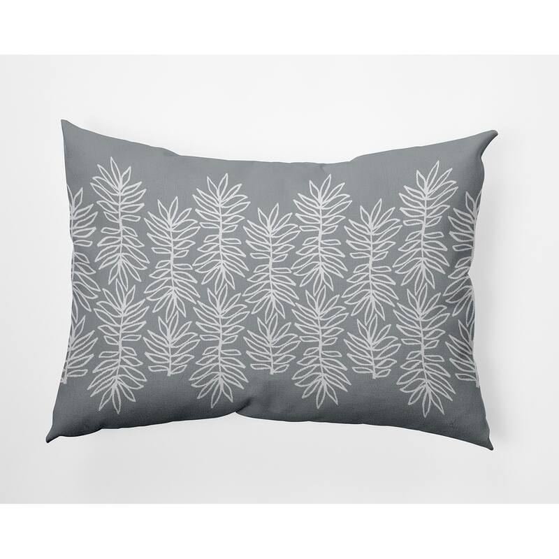 Leafy Branch Decorative Throw Pillow - 14" x 20" - Pretty Grey