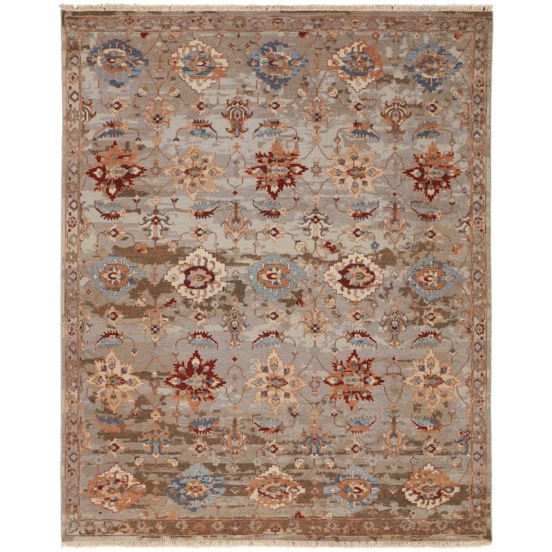 Grand Bazaar Pierson Hand Knotted Floral & Botanical Transitional Area Rug - 2' x 3' - Brown/Tan/Gray
