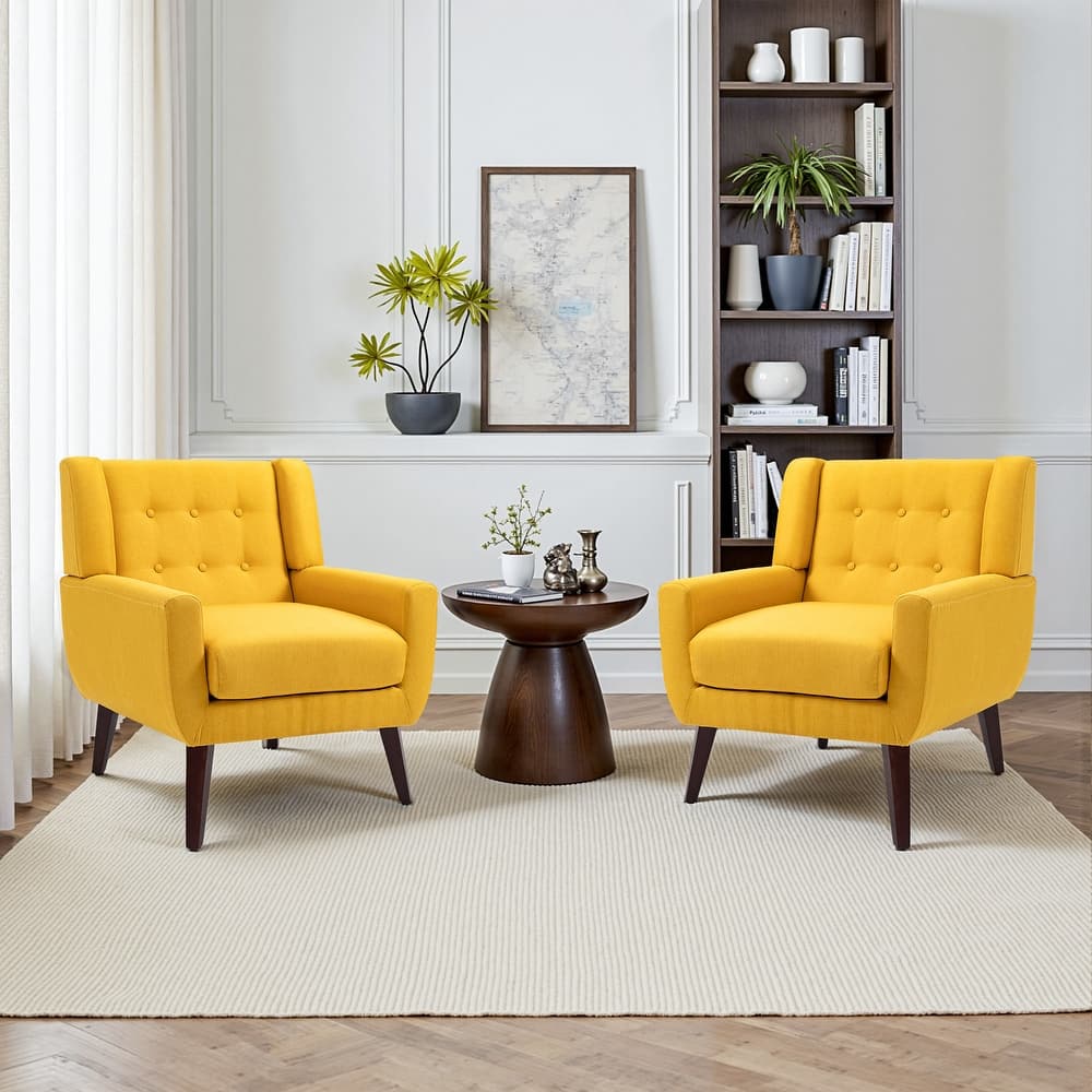 Cotton/ Linen Look Fabric Modern Accent Chair Armchair