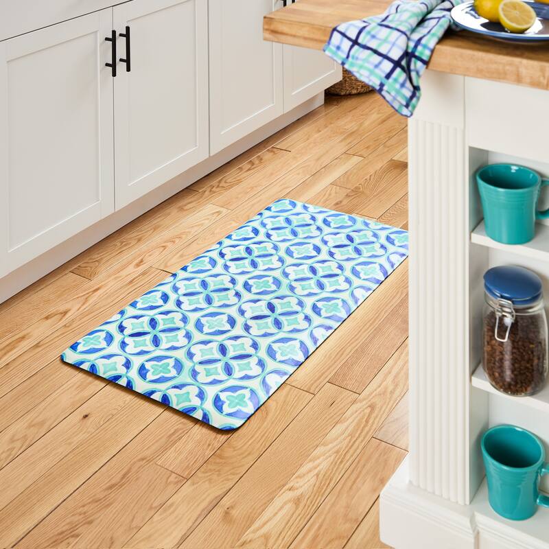 FIESTA Mali Tiles Geo Trellis AntiFatigue Comfort Kitchen Mat, Non