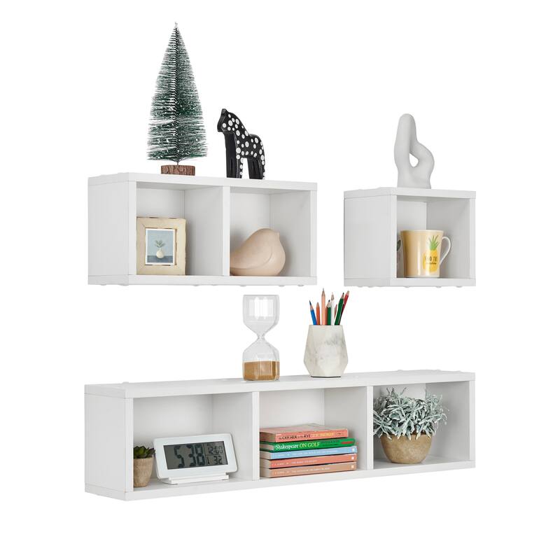 Danya B. Bauhaus Floating Geometric Cubby Wall Shelves - Set of 3 Sizes