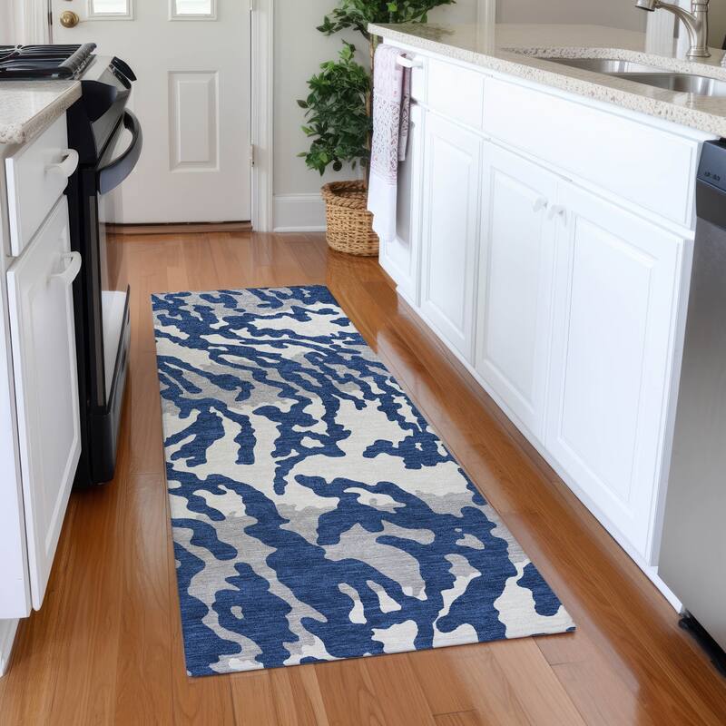 Premium Washable Super Soft Modern Tiger Mayfield Rug - Navy - 2'3" x 7'6"