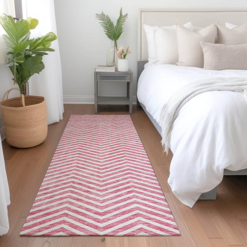 Premium Washable Super Soft Modern Chevron Mayfield Rug - Pink - 2'3" x 7'6"