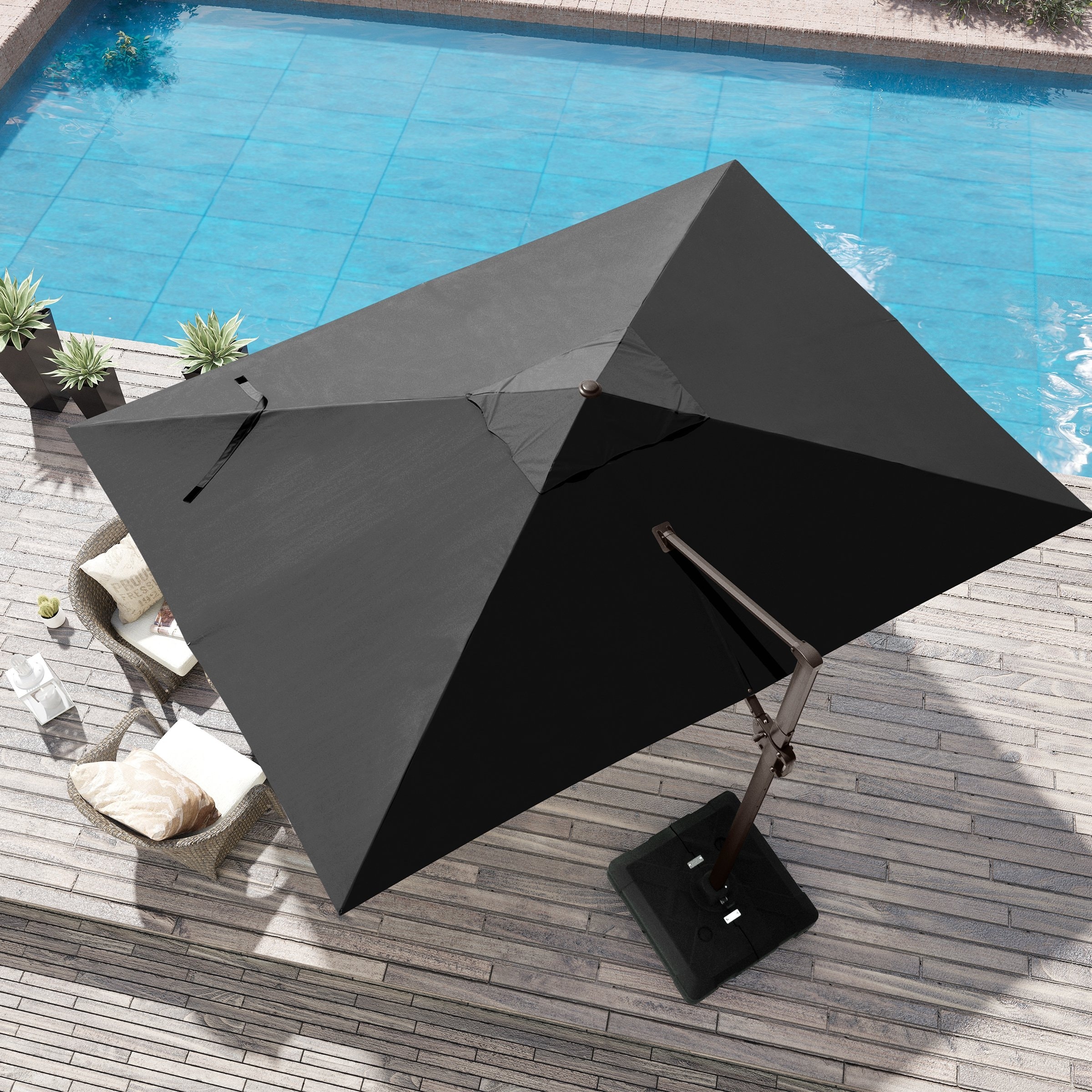 9 FT x 11.5 FT Outdoor Patio Cantilever-Offset Umbrella w/Base