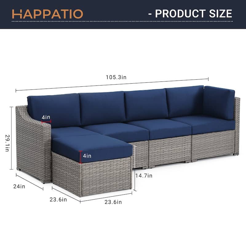 5 Piece Patio Sectional Conversation Set