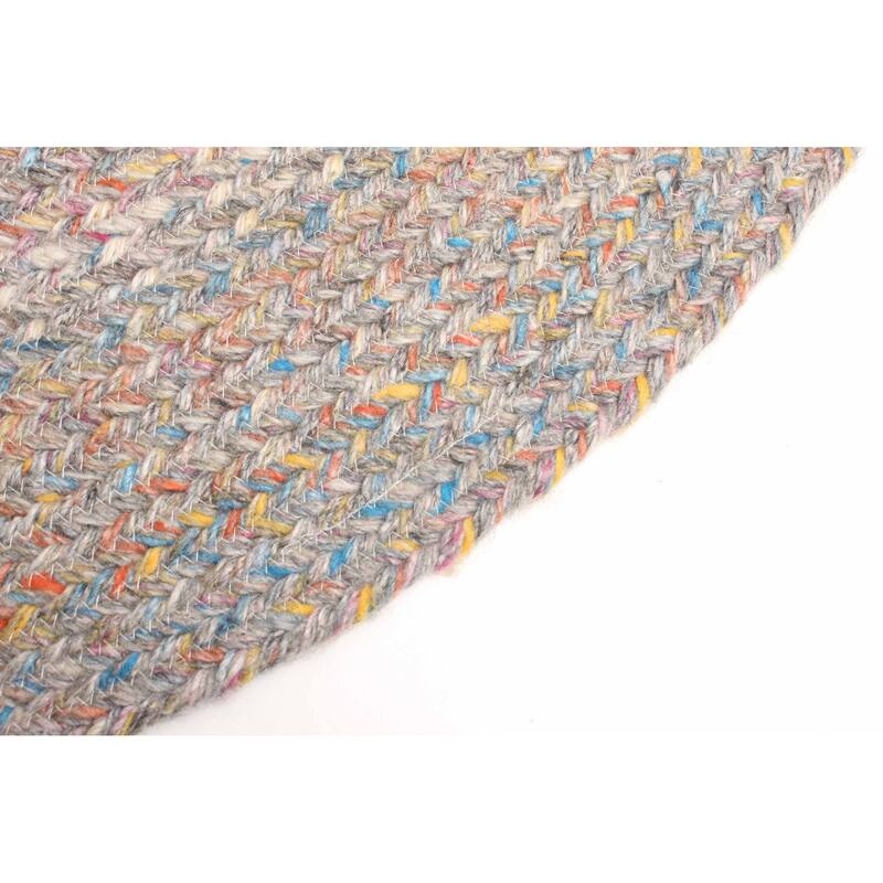 ECARPETGALLERY Braid weave Sienna Grey Wool Rug - 3'3 x 3'3