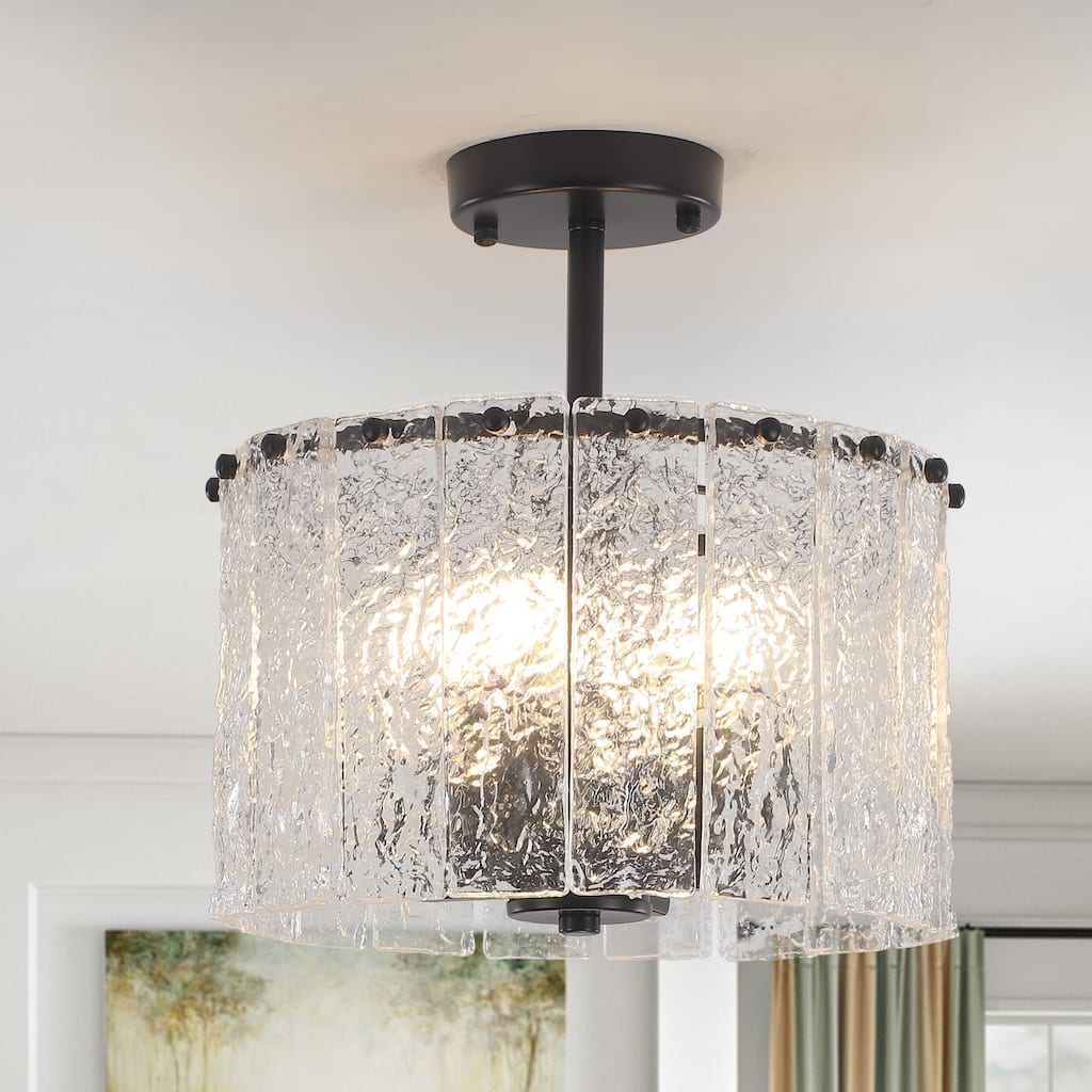 12.5 in. 4-Light Metal Ceiling Light Semi-Flush Mount Light with Glass Sheet Shade