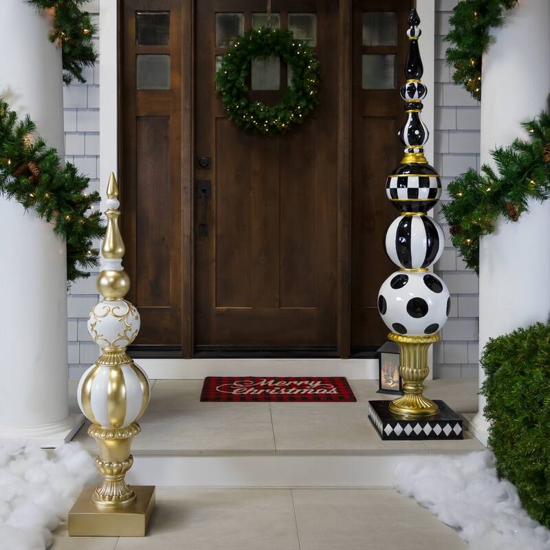 Ball Finial Commercial Size Christmas Decoration 48" - Gold and White