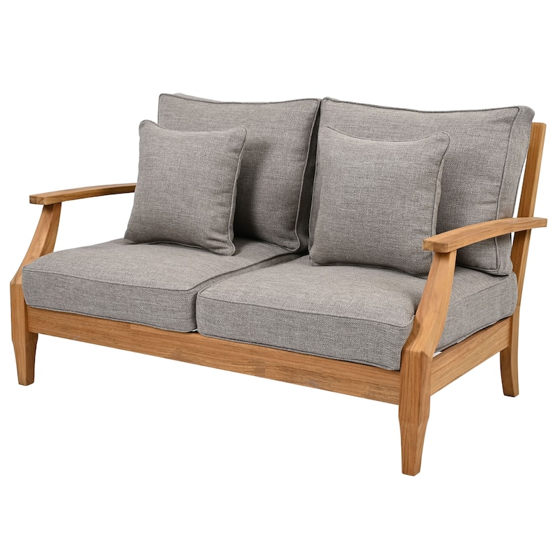 SAFAVIEH Couture Martinique Wood Patio Loveseat - 56"W x 35"D x 32"H