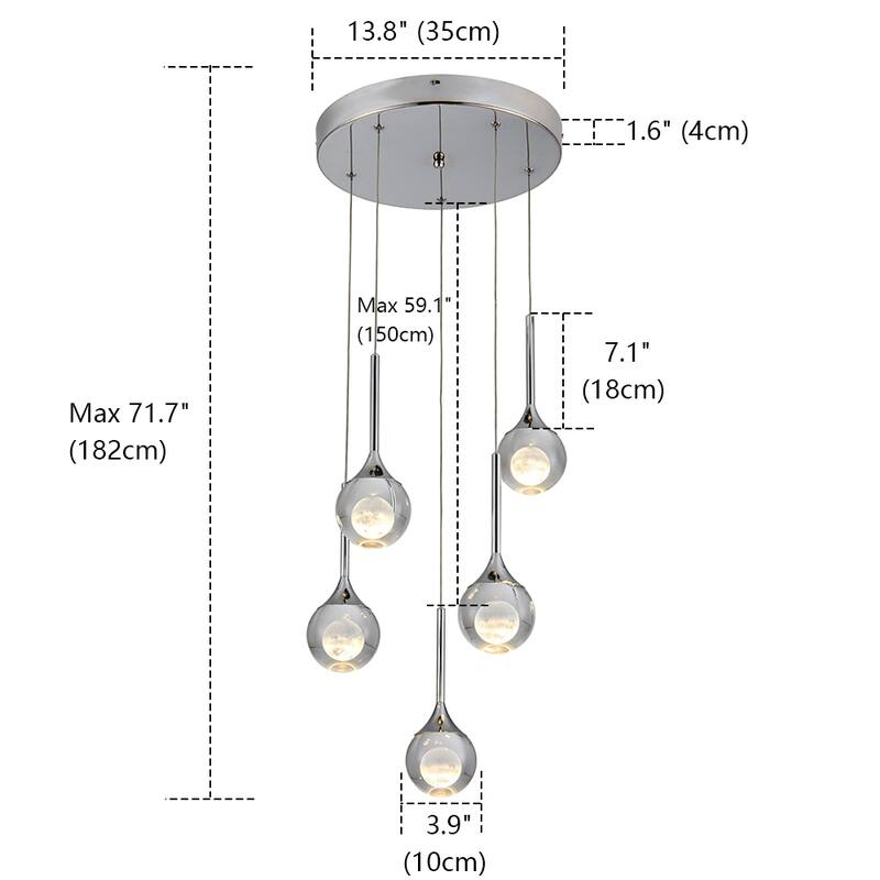 5-Light Crystal Chandelier LED chandelier - 5-Light Chrome