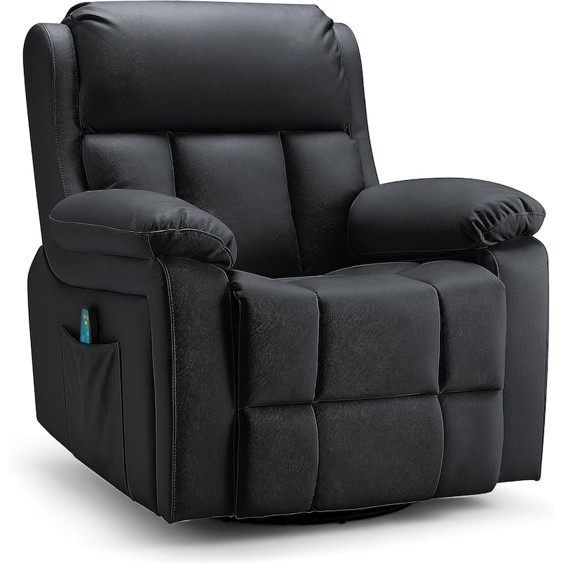 Heated Massage Recliner Chair with 360° Swivel, Rocking Feature, and Side Pocket for Living Room