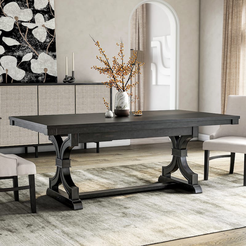 Furniture of America Kieran Farmhouse Black 79-inch Solid Wood Dining Table - Black