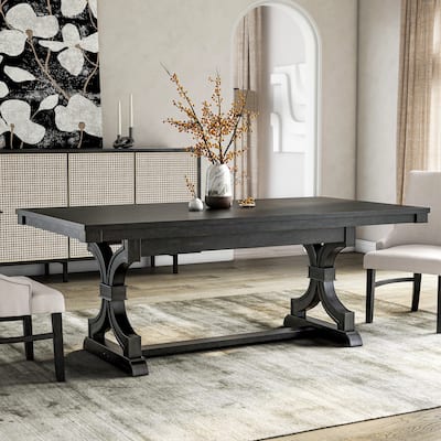 Furniture of America Kieran Farmhouse Black 79-inch Solid Wood Dining Table