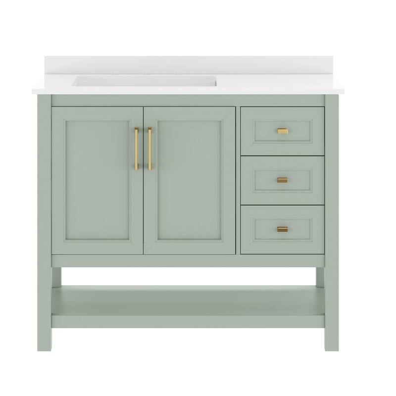 Bathroom Vanity with Sink, Open Storage, and Storage Drawers