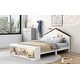preview thumbnail 19 of 28, Full Size House Platform Bed with LED Lights and Storage, Rustic Wood Finish