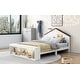 preview thumbnail 18 of 26, Full Size House Platform Kids Bed Frame with LED Lights and Storage, Wood Color