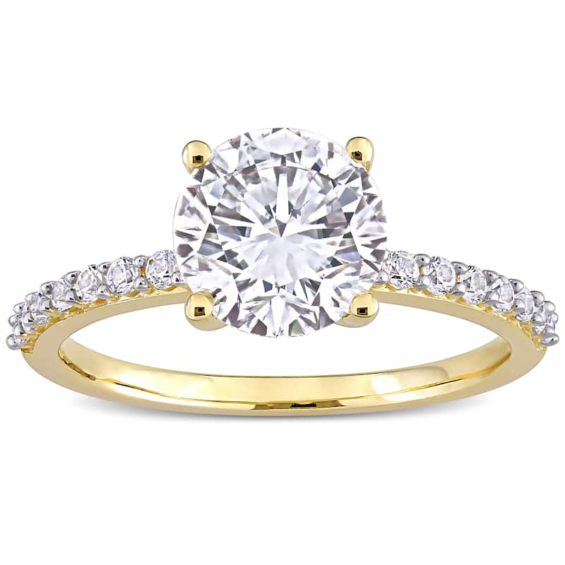 Miadora 10k Yellow Gold 2 3/4ct TGW Created White Sapphire Solitaire Engagement Ring