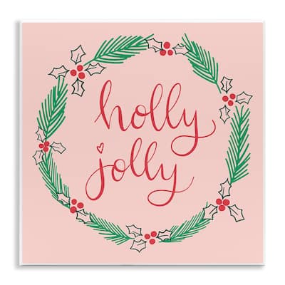 Stupell Minimal Holly Jolly Wreath Wall Plaque Art Design By Sazerelli Designs