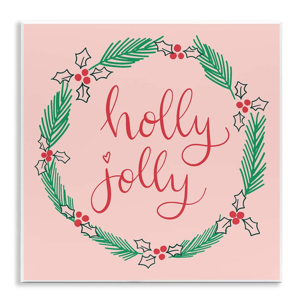 Stupell Minimal Holly Jolly Wreath Wall Plaque Art Design By Sazerelli Designs