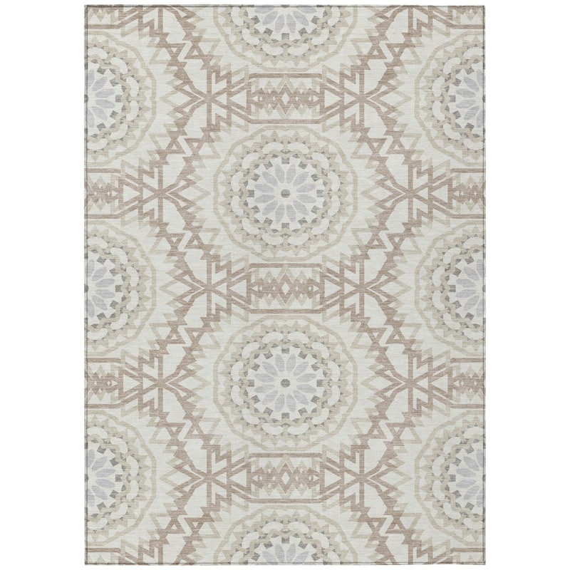 HomeRoots Floral Medallion Transitional Rectangle Outdoor Rug