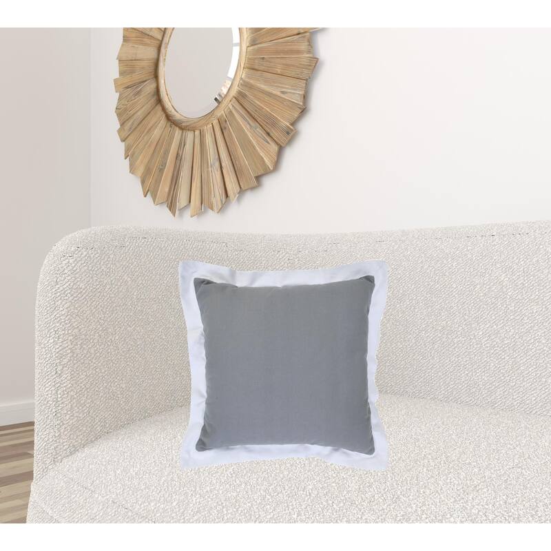 HomeRoots 20" X 20" Gray And White 100% Cotton Geometric Zippered Pillow