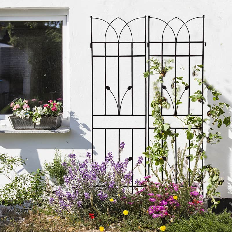 2 Pack Metal Garden Trellis 71" x 17.7" Rustproof Trellis for Climbing Plants Outdoor Flower Support