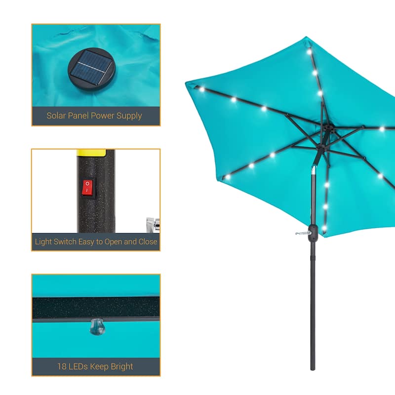 LIVOOSUN Patio 7.5 FT LED Market Umbrella,Table Umbrella w/Tilt Button