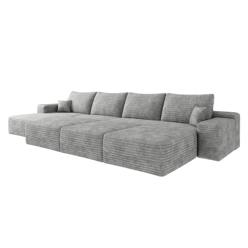 135.4-in Casual Gray 4 -seater Left Reclining Sectional - 8' x 10'